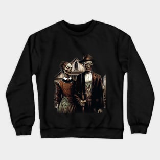 American Gothic - Vintage Zombie  Art Crewneck Sweatshirt